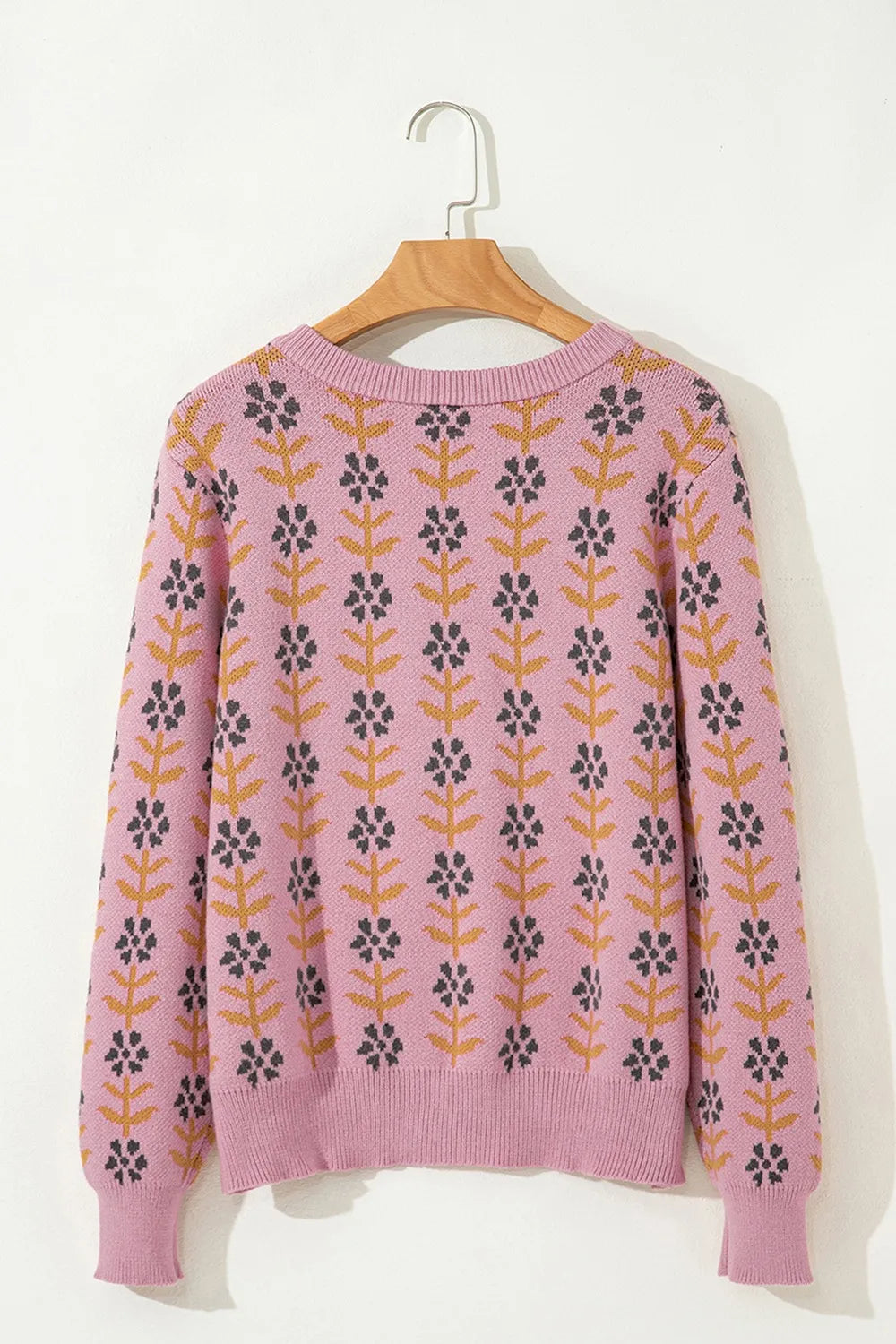 Floral Button-Up Knit Cardigan