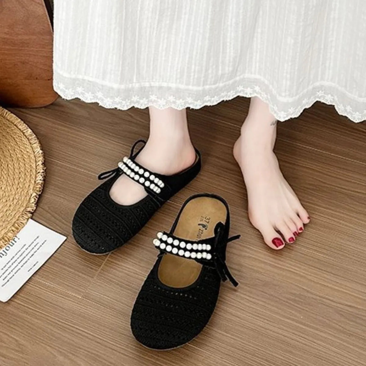 Hollow Out Round Toe Flat Slip-Ons