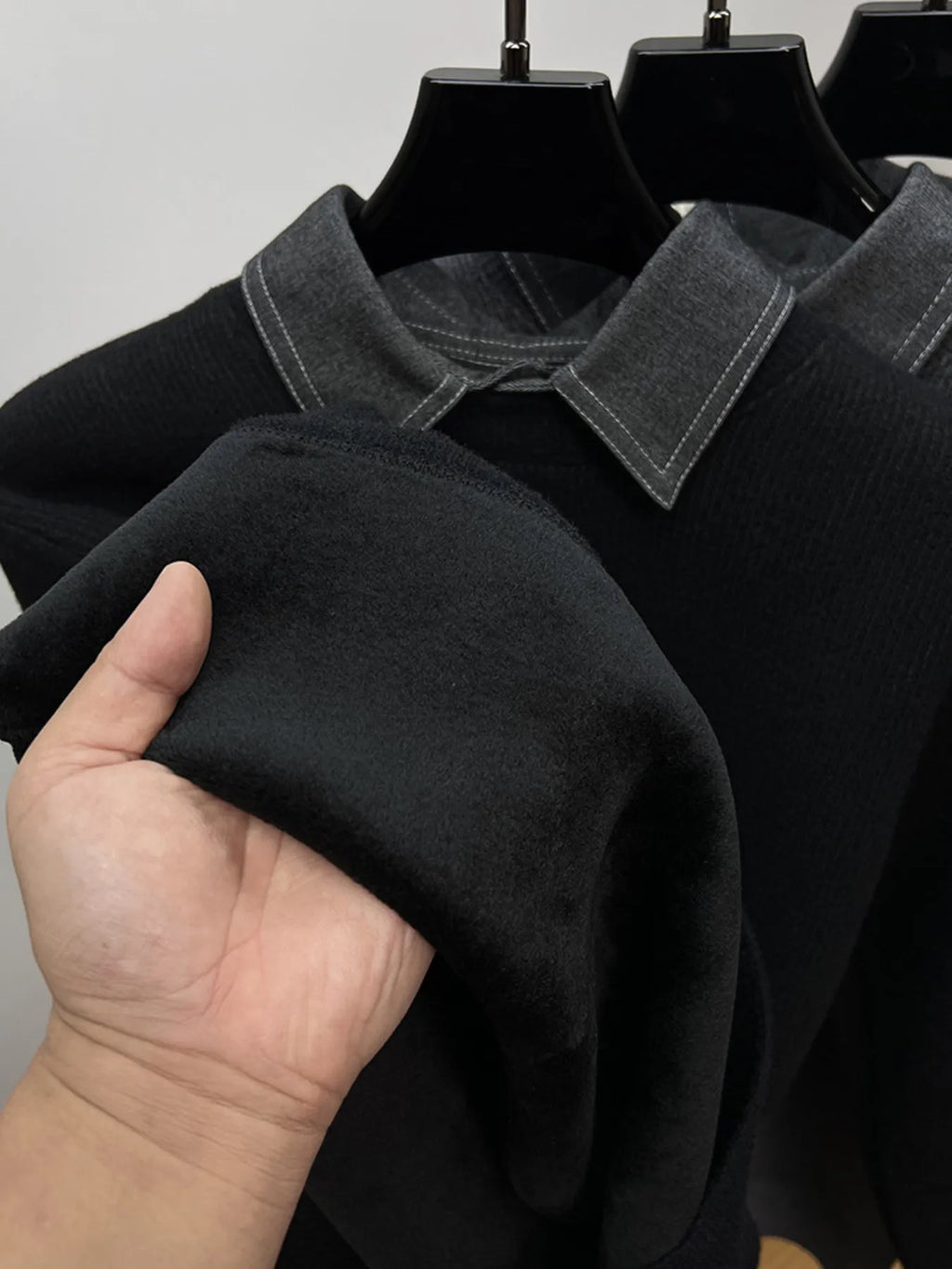 Men's Plus Size Ribbed Knit Collared Neck Sweater