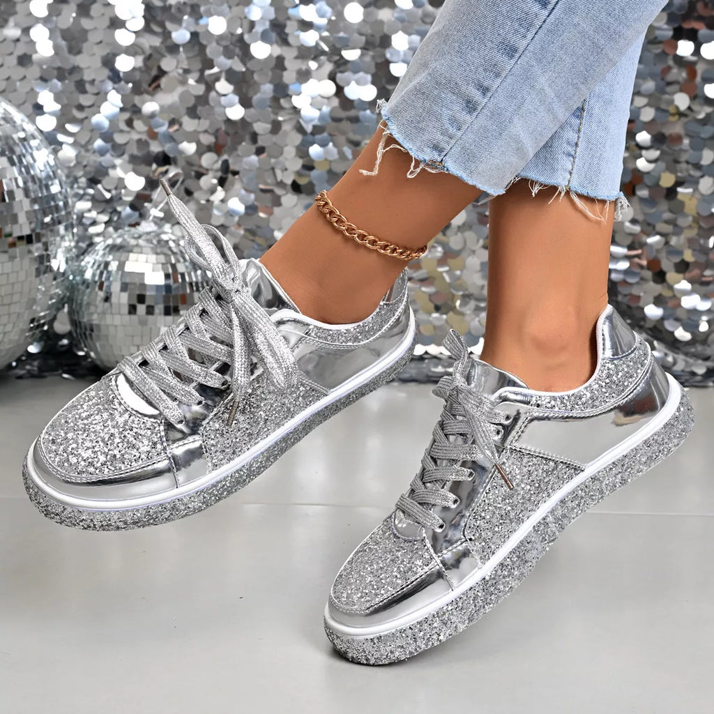 Sequin Lace Up Sneakers
