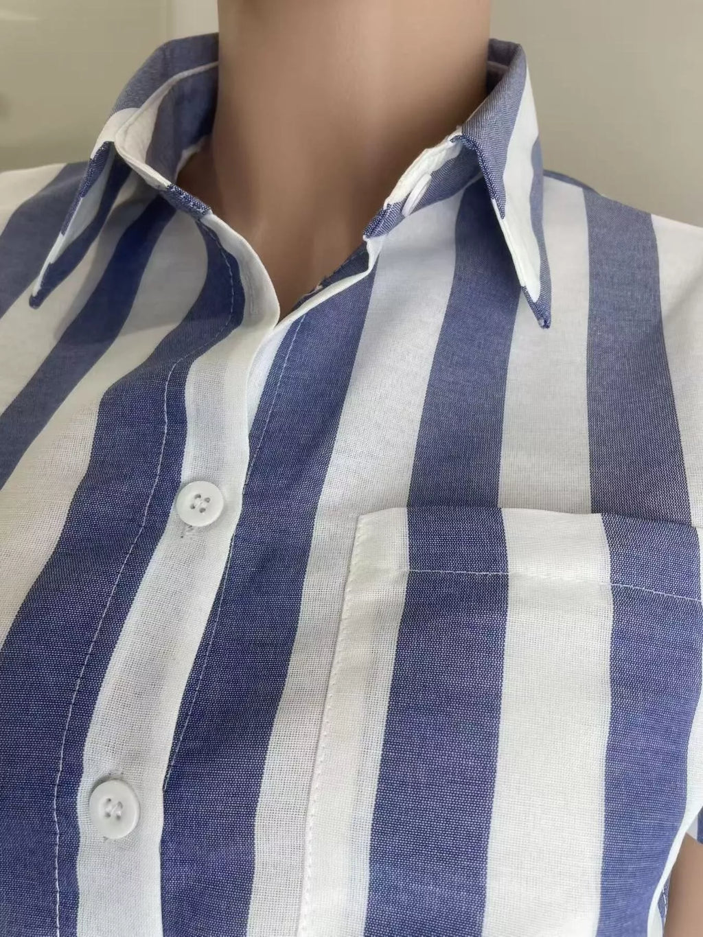 Striped Button Up Top and Shorts Set