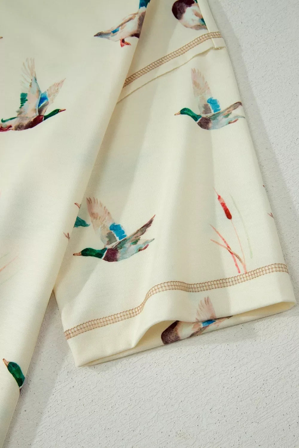 Mallard Duck Print Oversized Tee Drawstring Short Set
