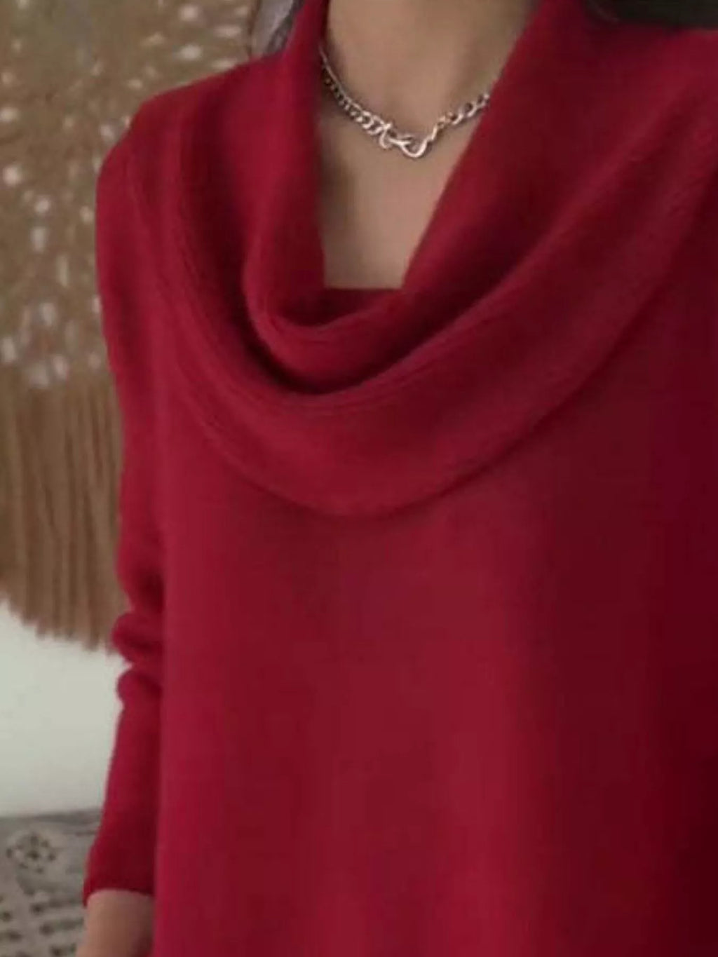 Drape Neck Long Sleeve Knit Top