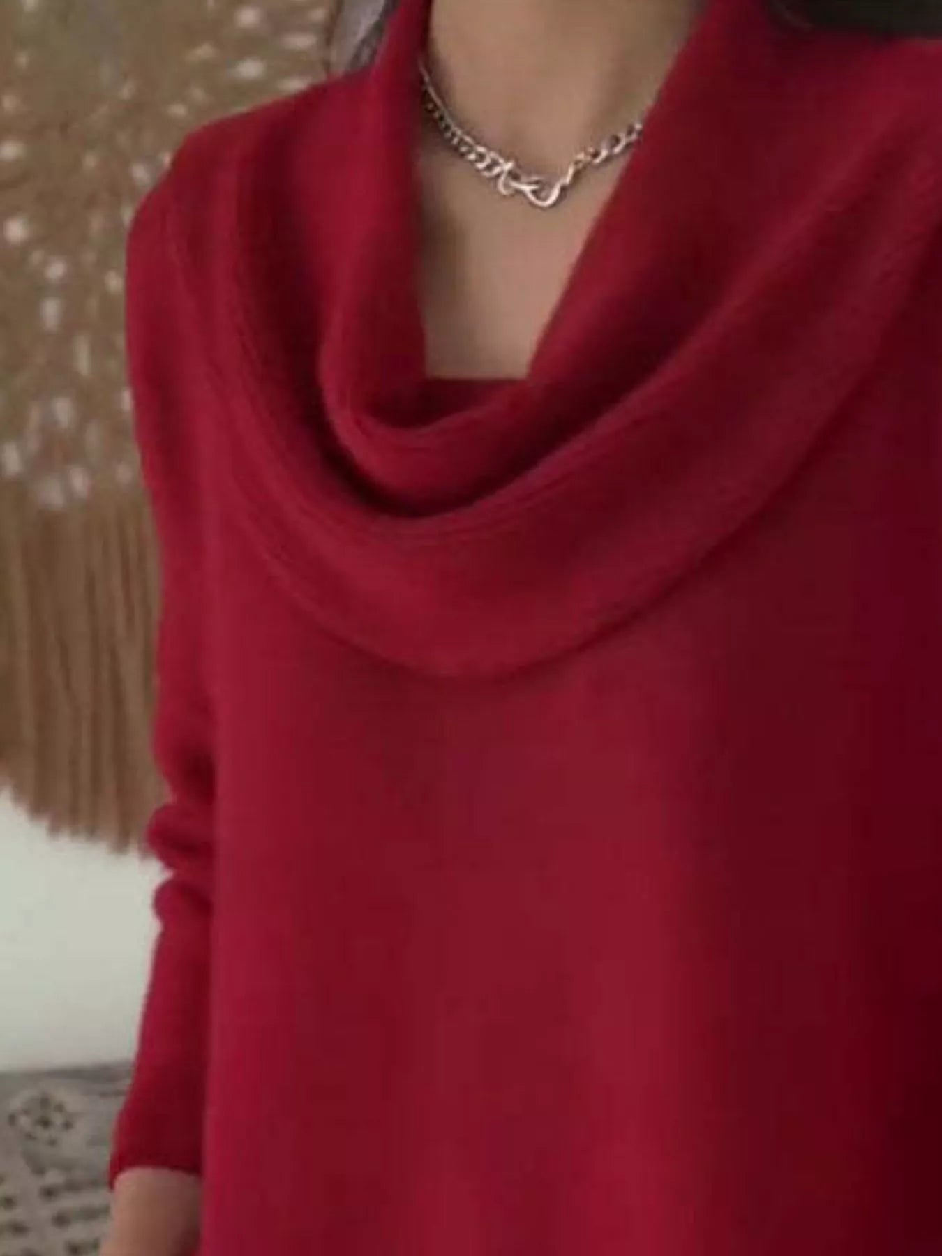 Drape Neck Long Sleeve Knit Top