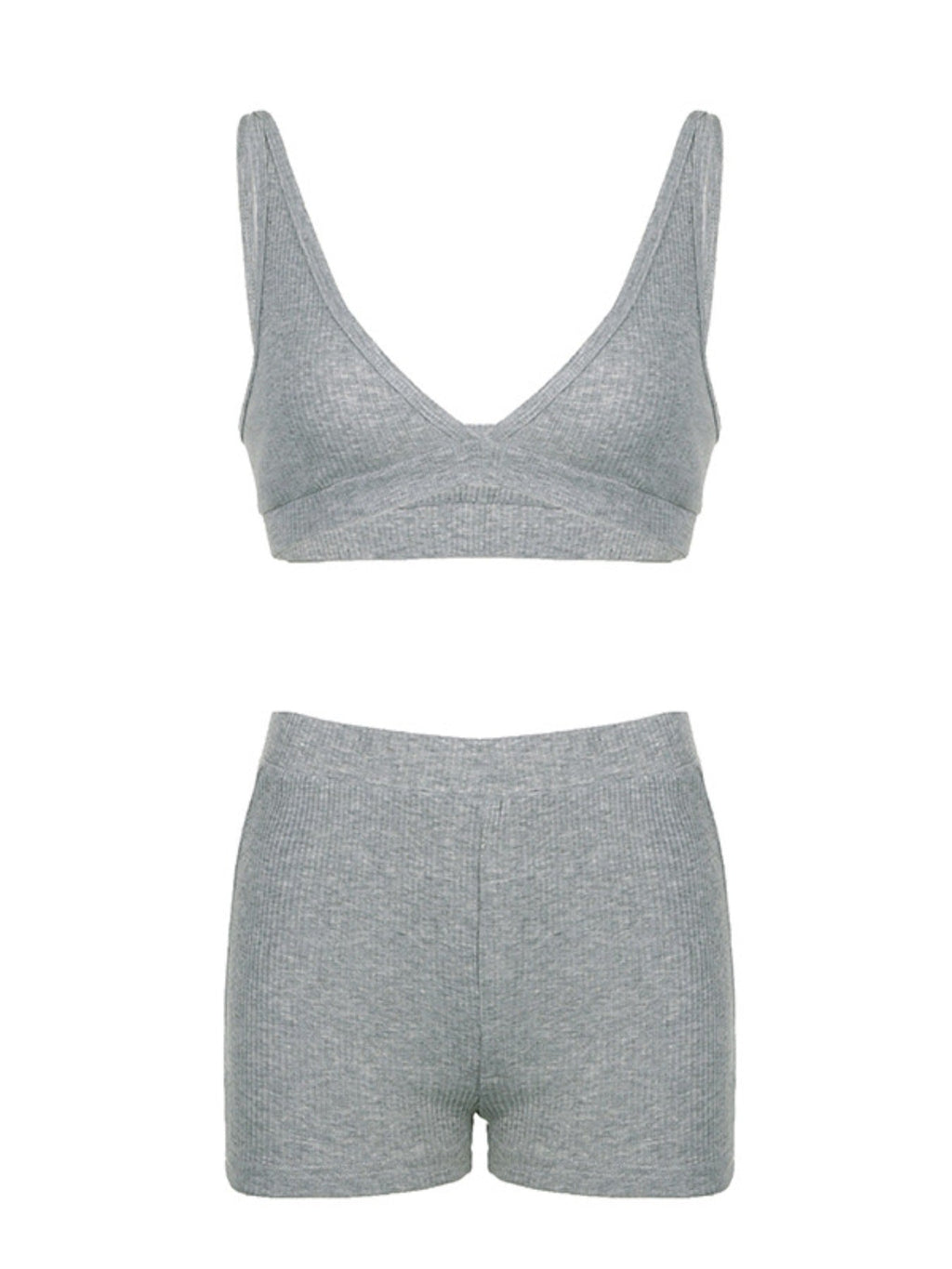 Ribbed Knit Top and Shots Set with Hoodie