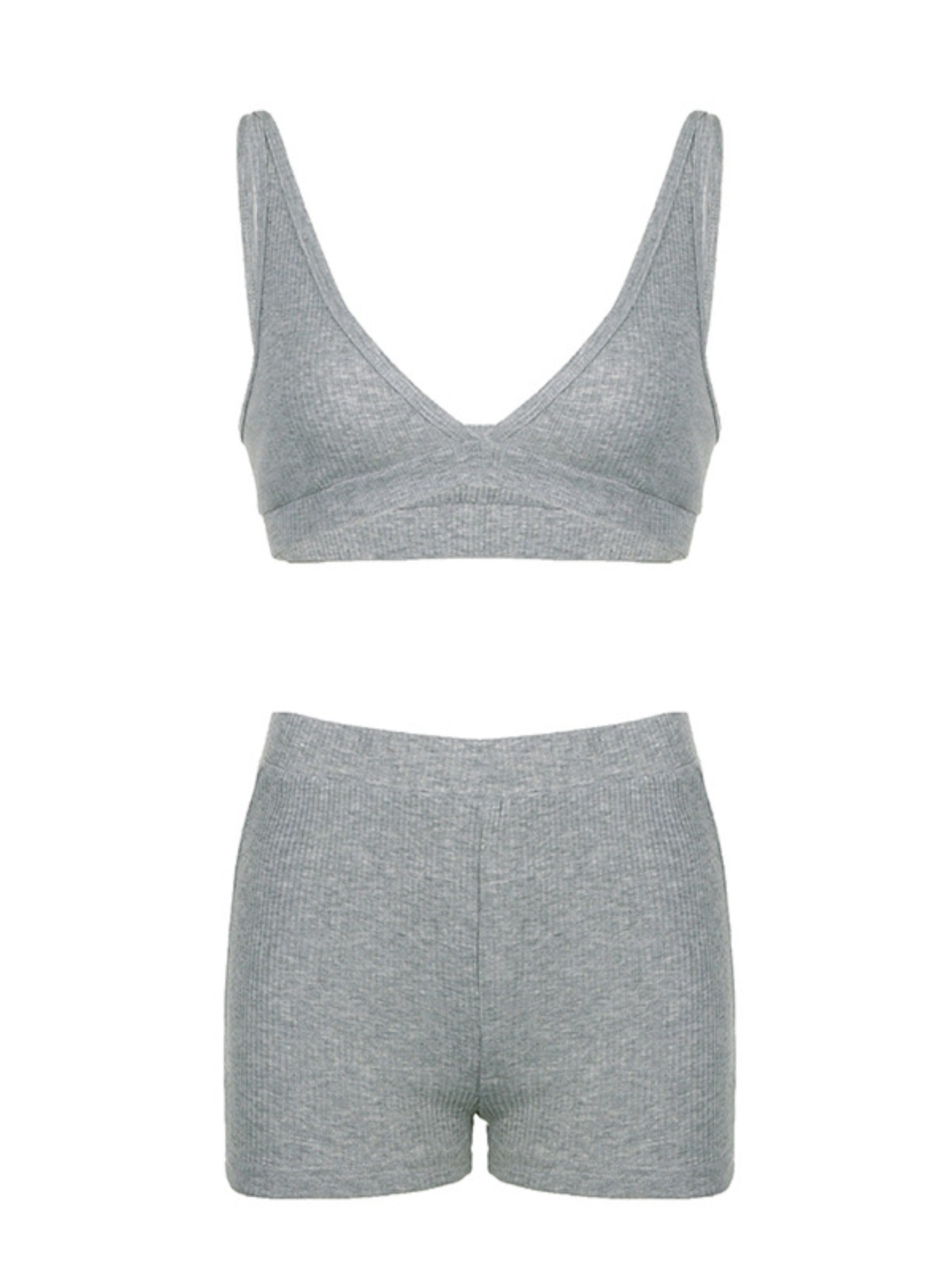 Ribbed Knit Top and Shots Set with Hoodie