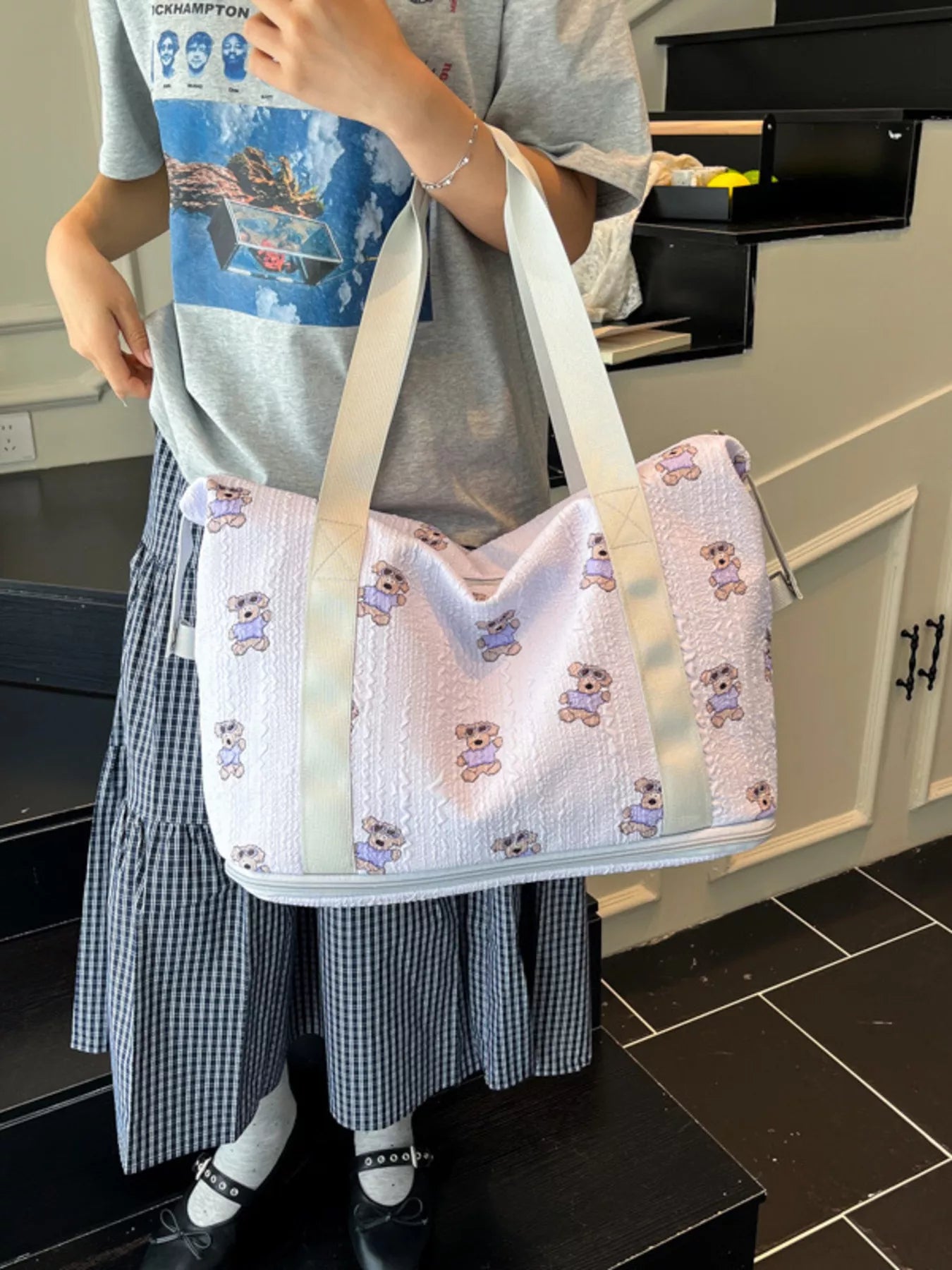 Teddy Bear Print Travel Bag