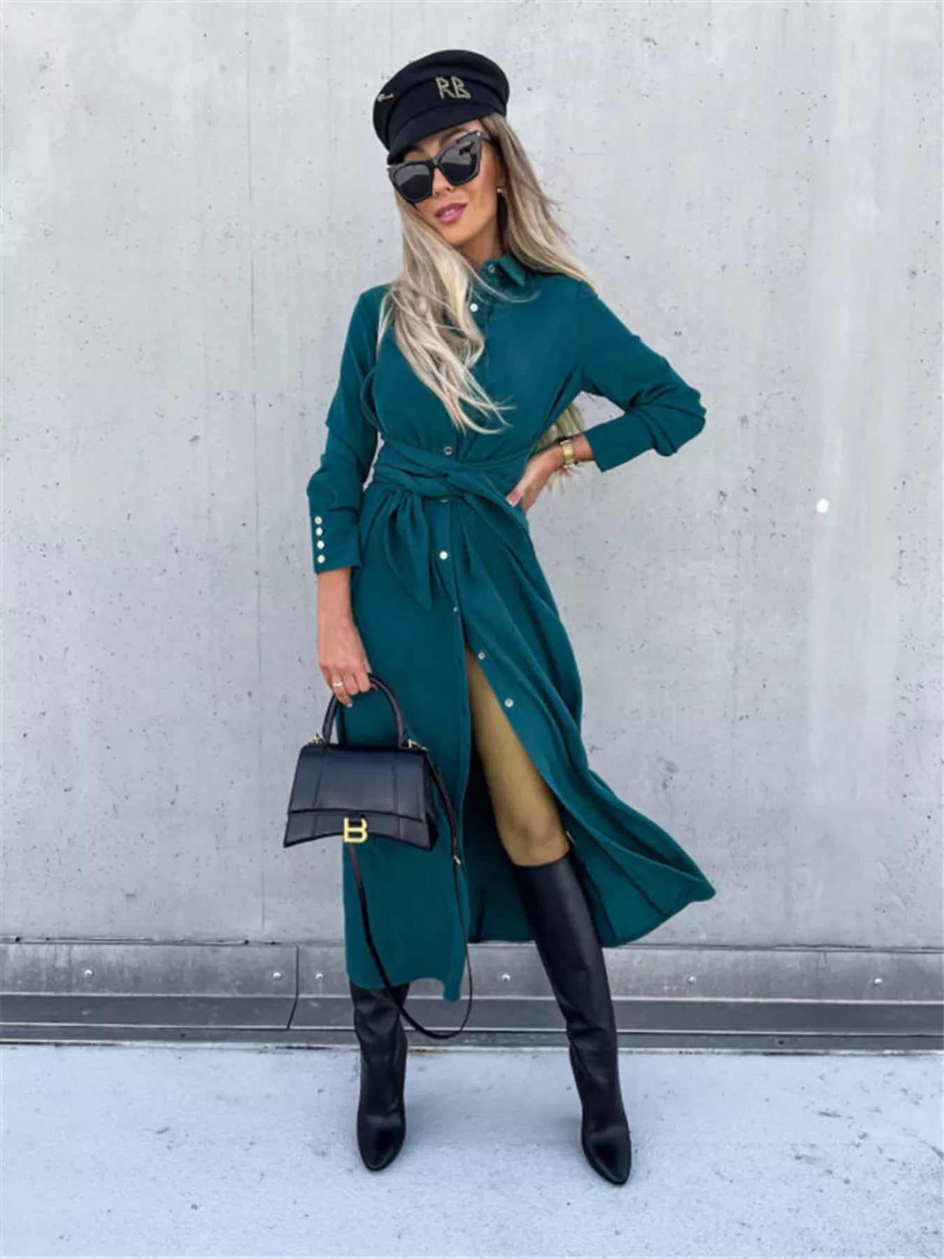 Full Size Button Front Shirt Dress Plus Size