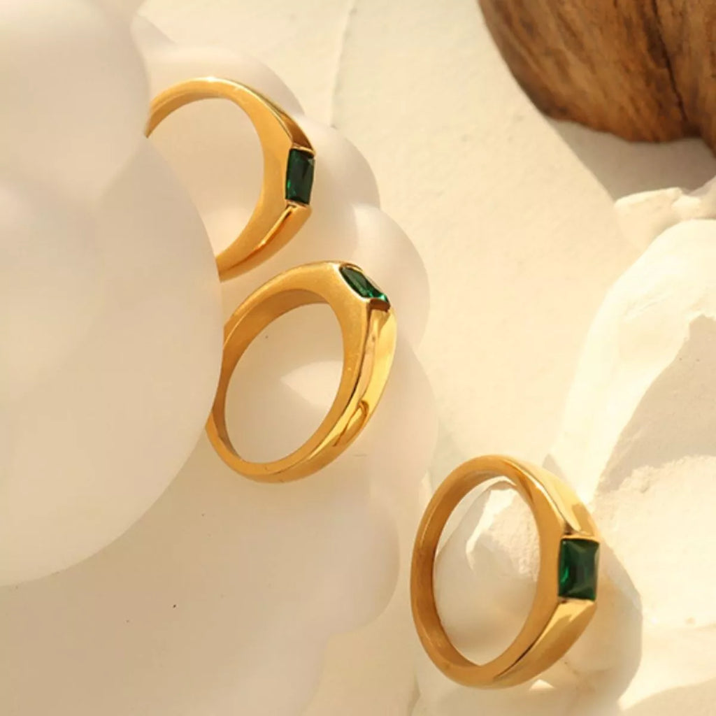 18K Gold-Plated Titanium Steel Zircon Ring