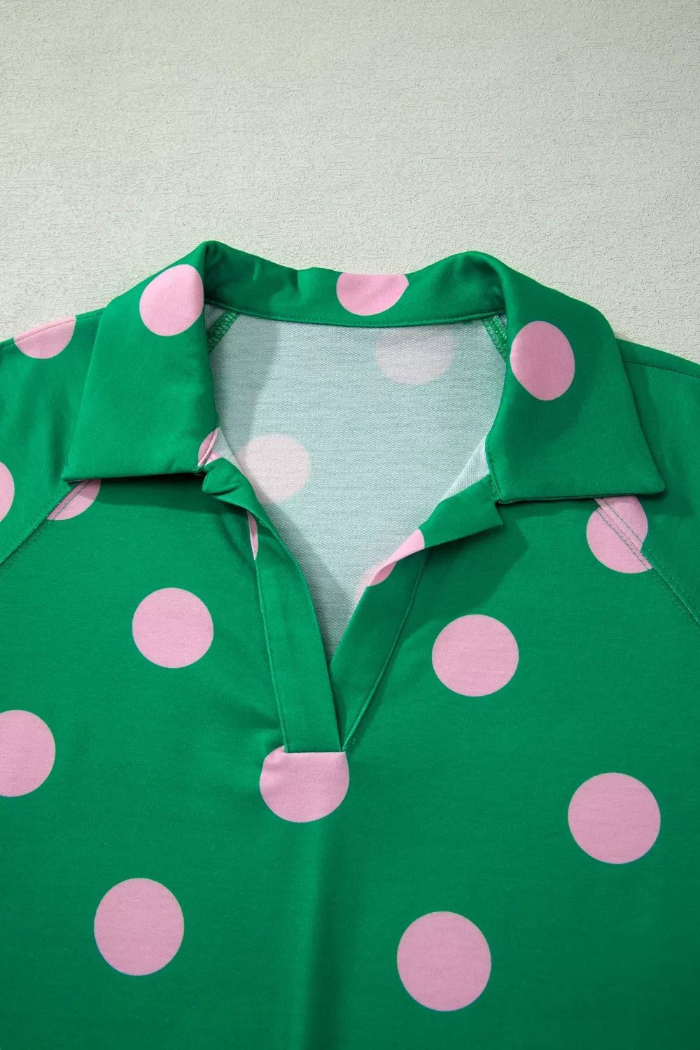 Polka Dot Print V Neck Tee Short Set