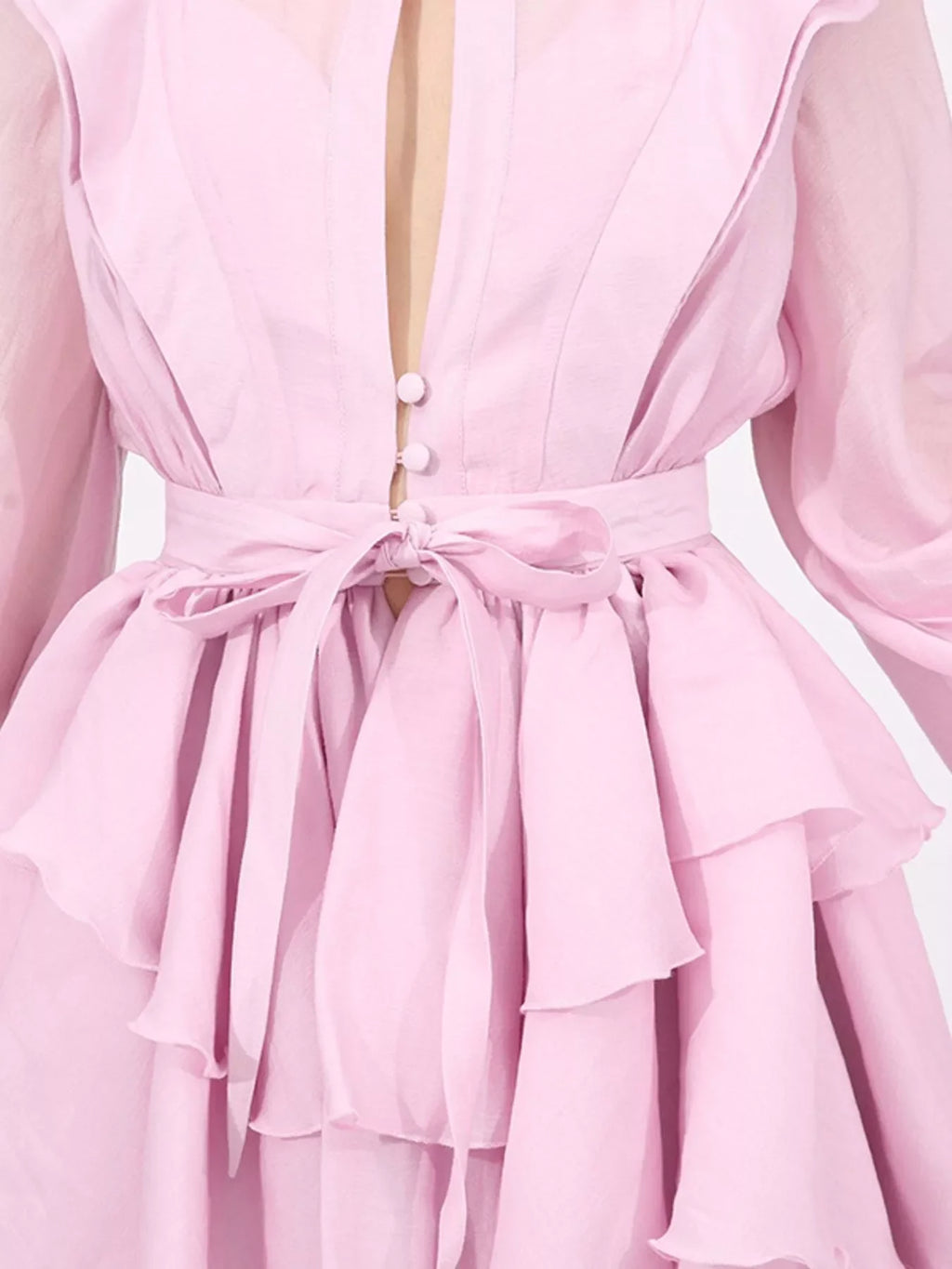 Ruffled Layered Long Sleeve Mini Dress