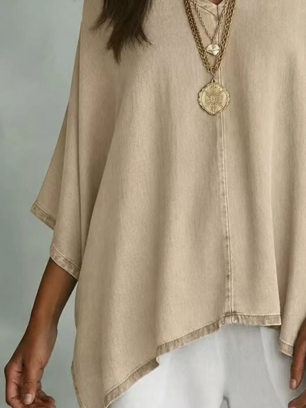 V-Neck Batwing Sleeve T-Shirt