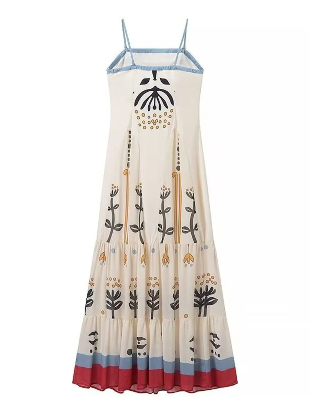 Ruffled Hem Square Neck Maxi Dress