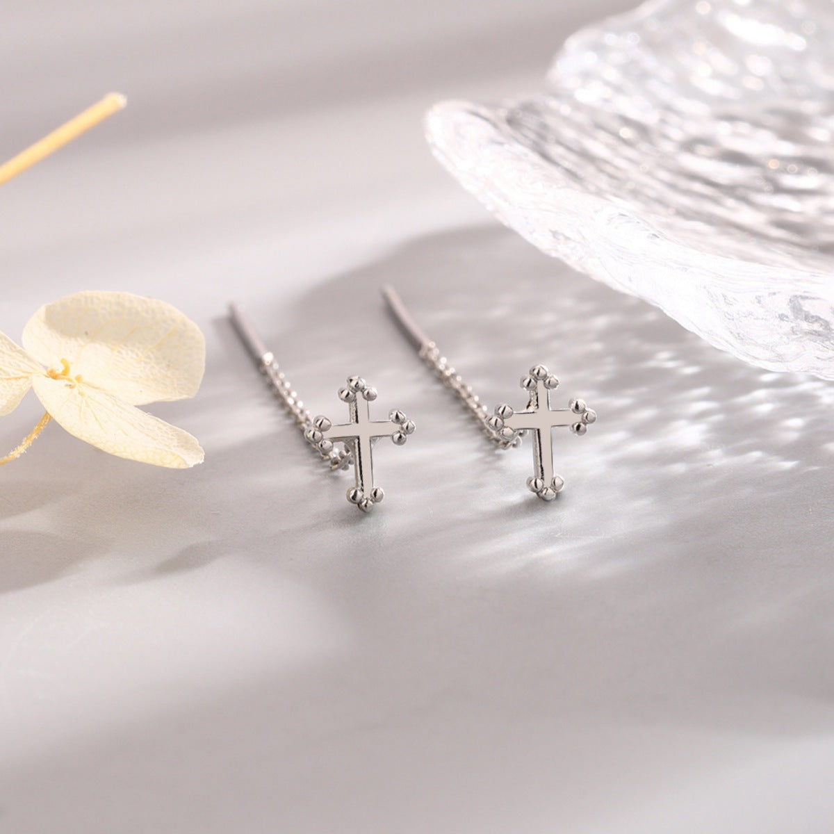 925 Sterling Silver Cross Earrings
