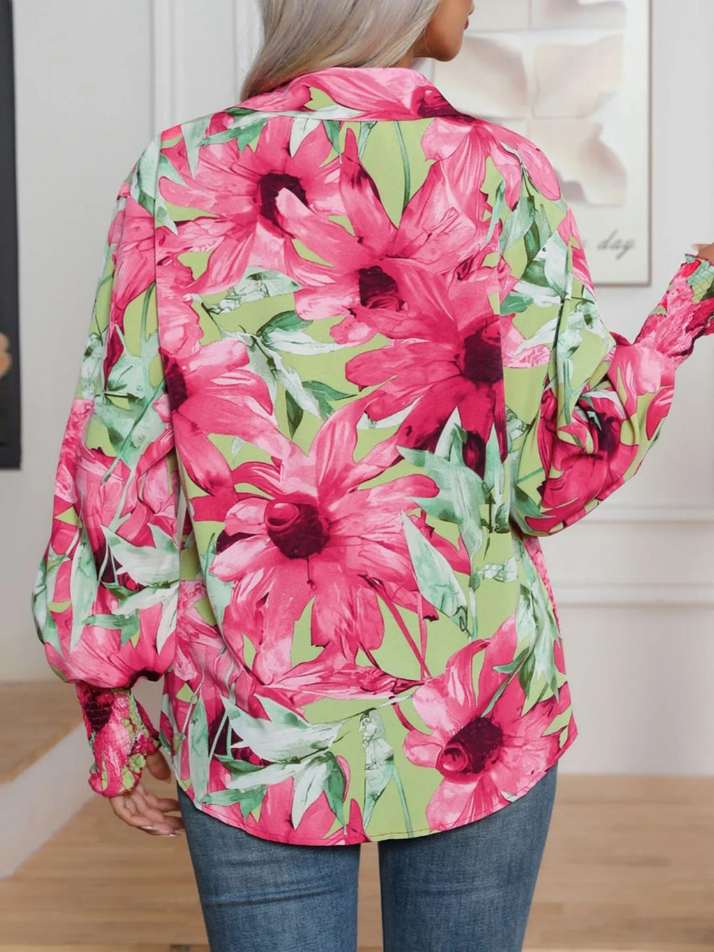 Printed Button Up Long Sleeve Shirt