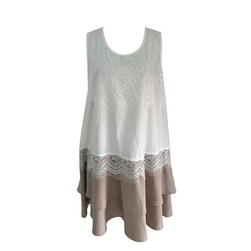Sleeveless Lace Patchwork Sundress Clothes Casual Dresses