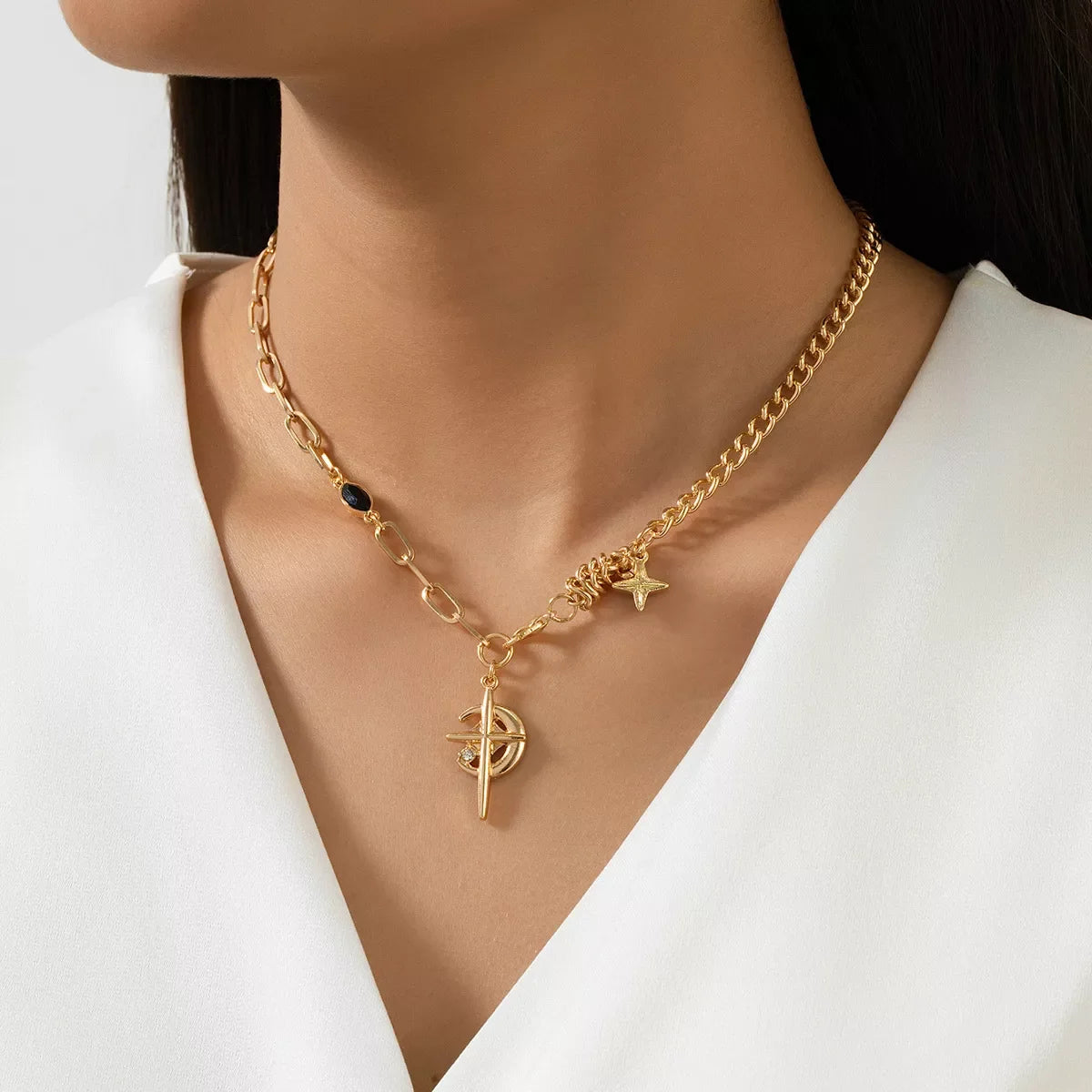 18K Gold-Plated Cross Pendant Necklace