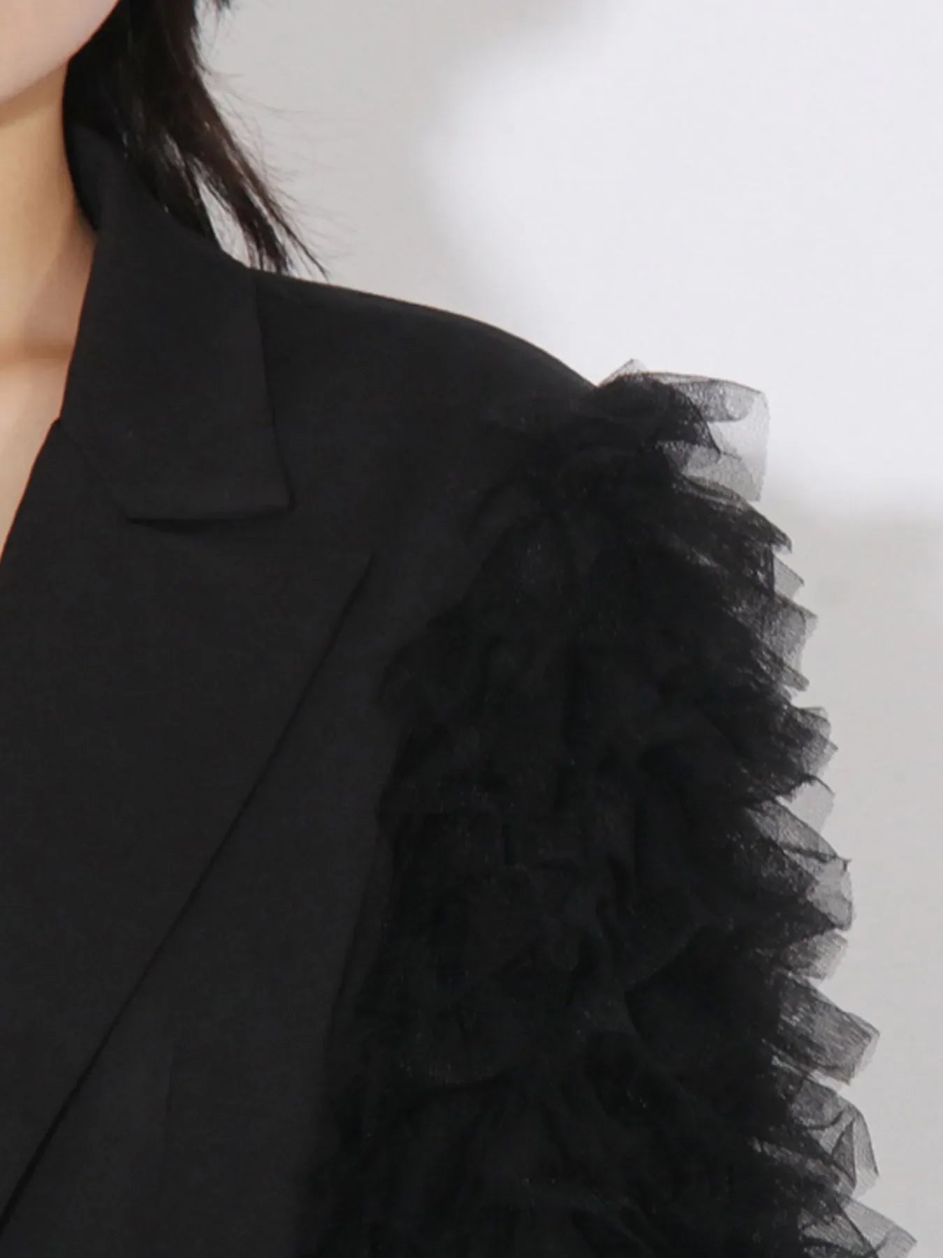 One Button Mesh Long Sleeve Blazer