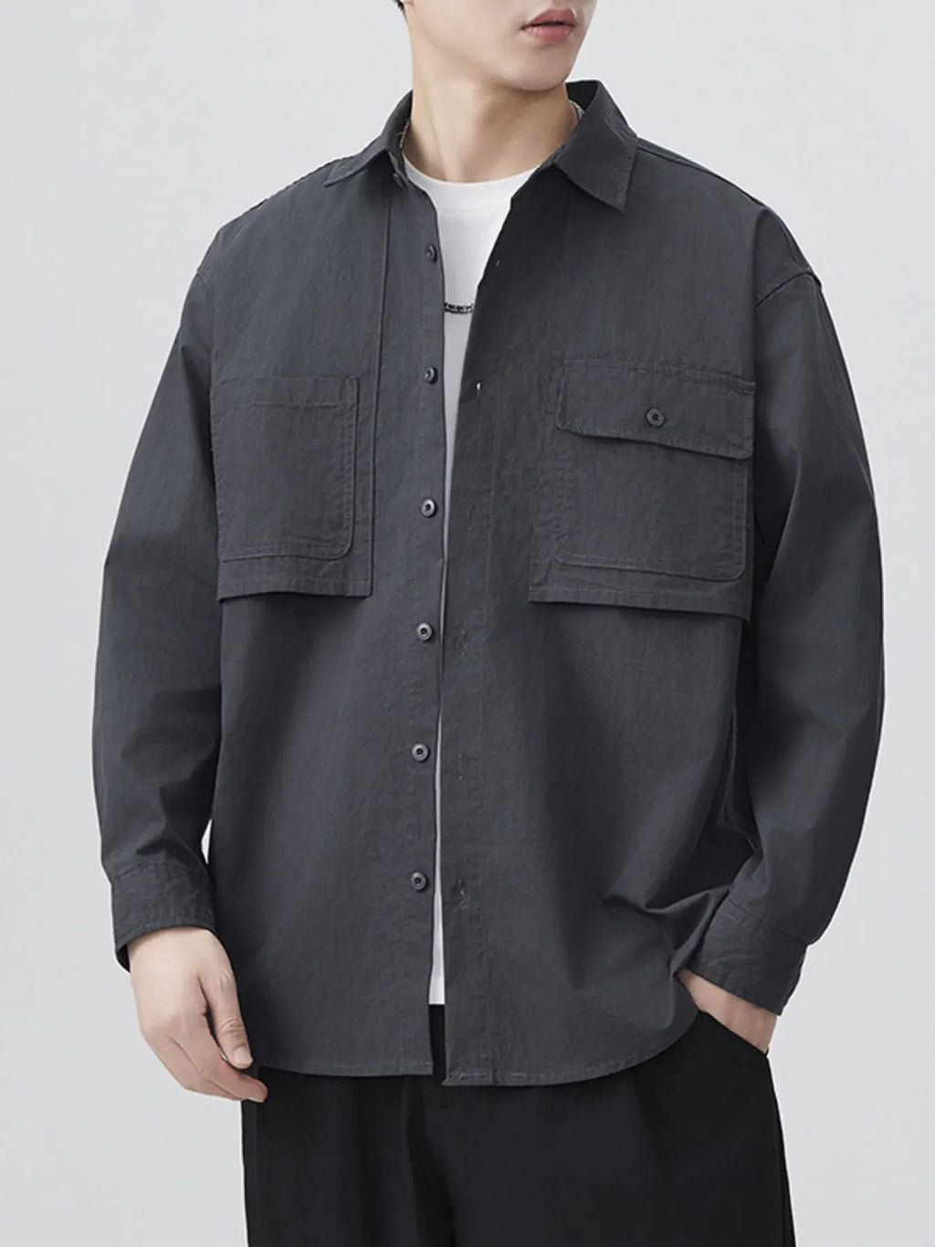 Men's Plus Size Button Up Long Sleeve Shirt
