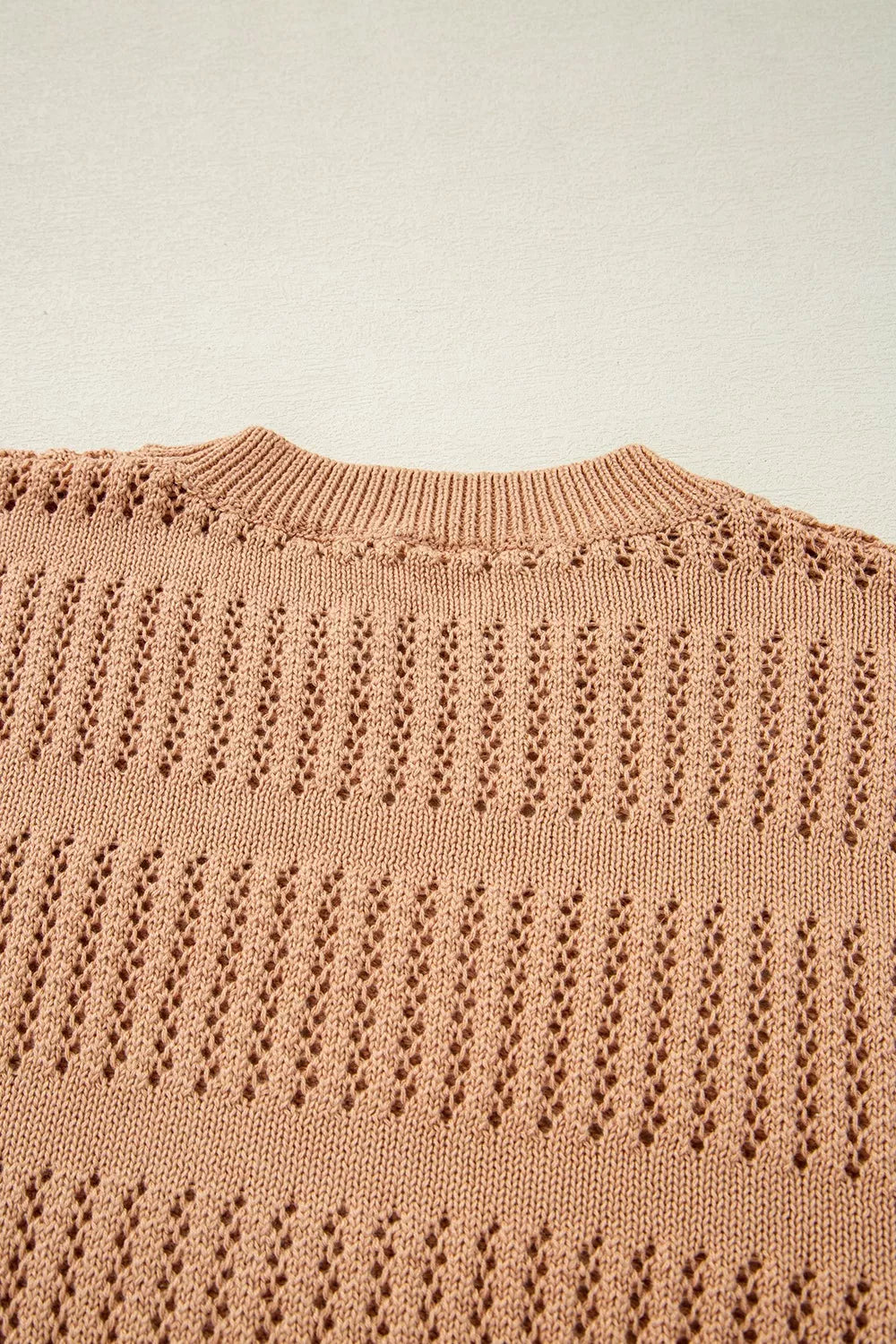 Openwork Round Neck Knit Top