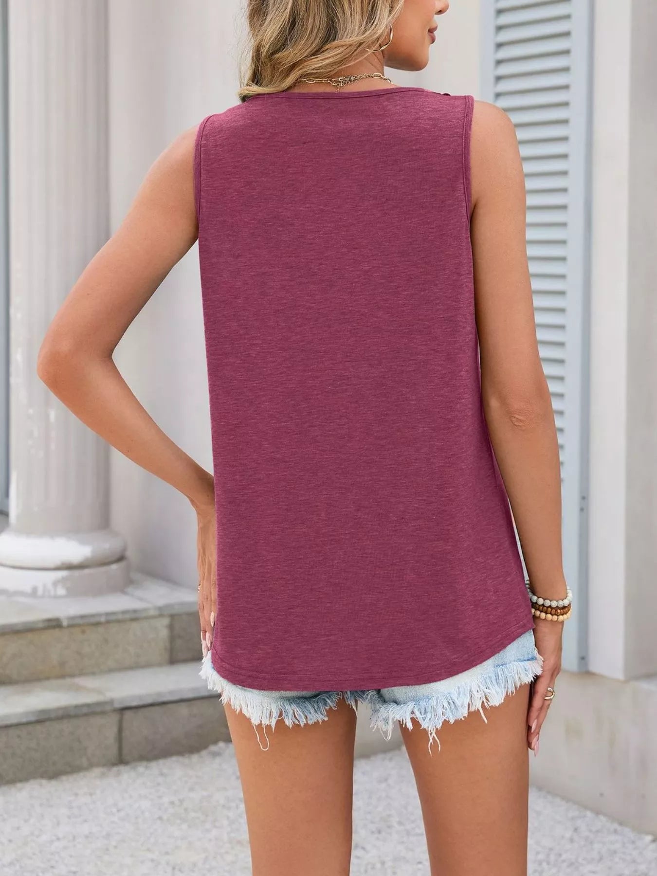 Lace Trim Sleeveless Tank Top