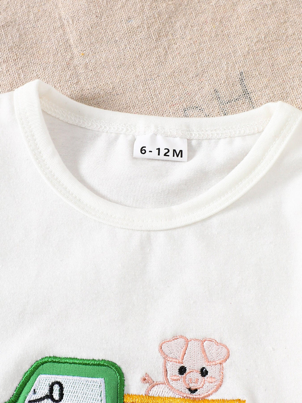 Children's Cartoon Tractor Embroidered Tee and Shorts Set