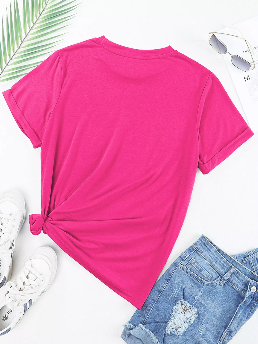 Rhinestone Heart Graphic Crew Neck Valentines Tee