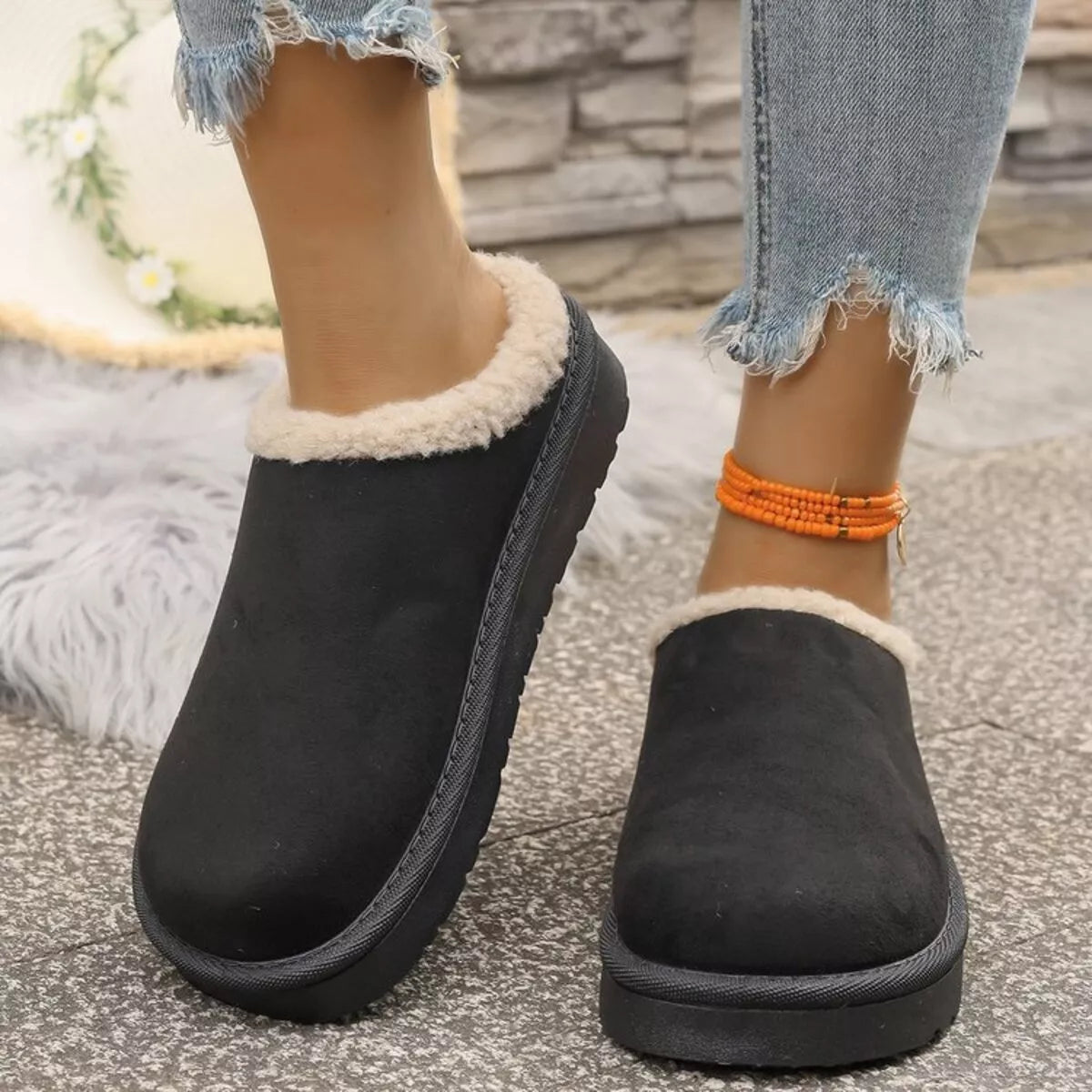 Cozy Plush Lined Platform Slippers