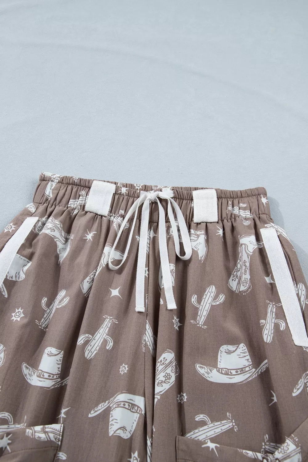 Western Cactus Cowgirl Hat Boot Printed Vintage Drawstring Jogger Pants