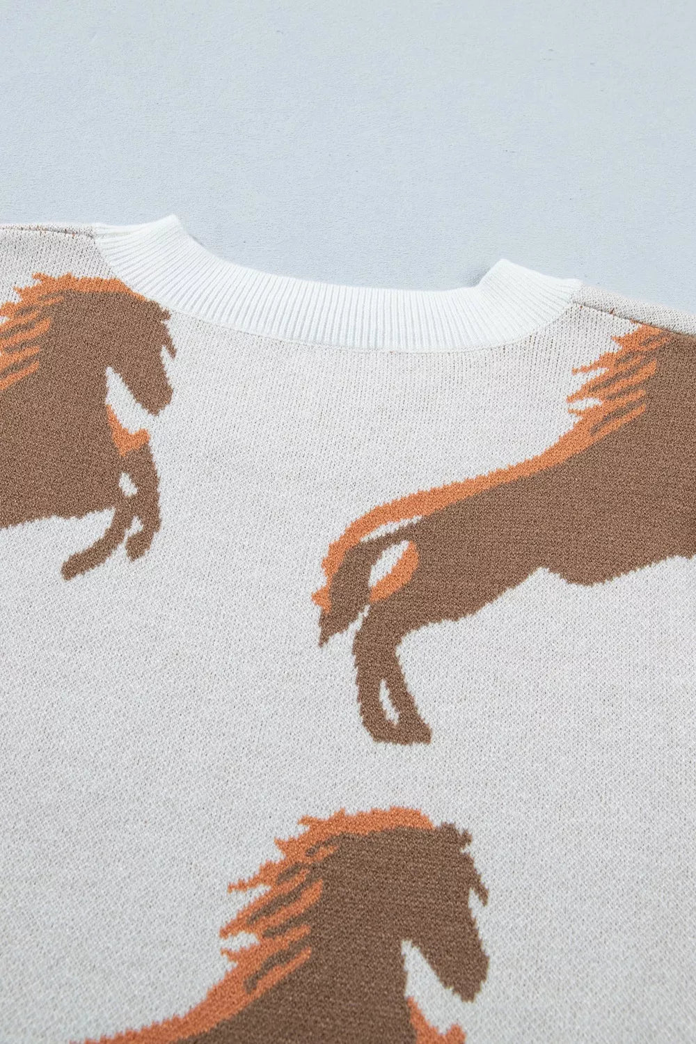 Western Horse Short Puff Sleeve Sweater
