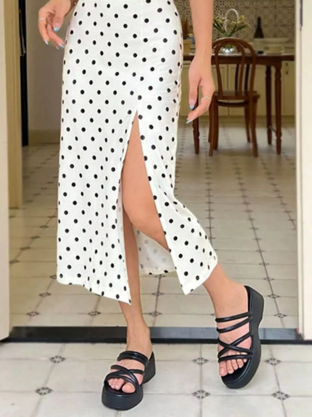 Slit Spaghetti Strap Midi Dress