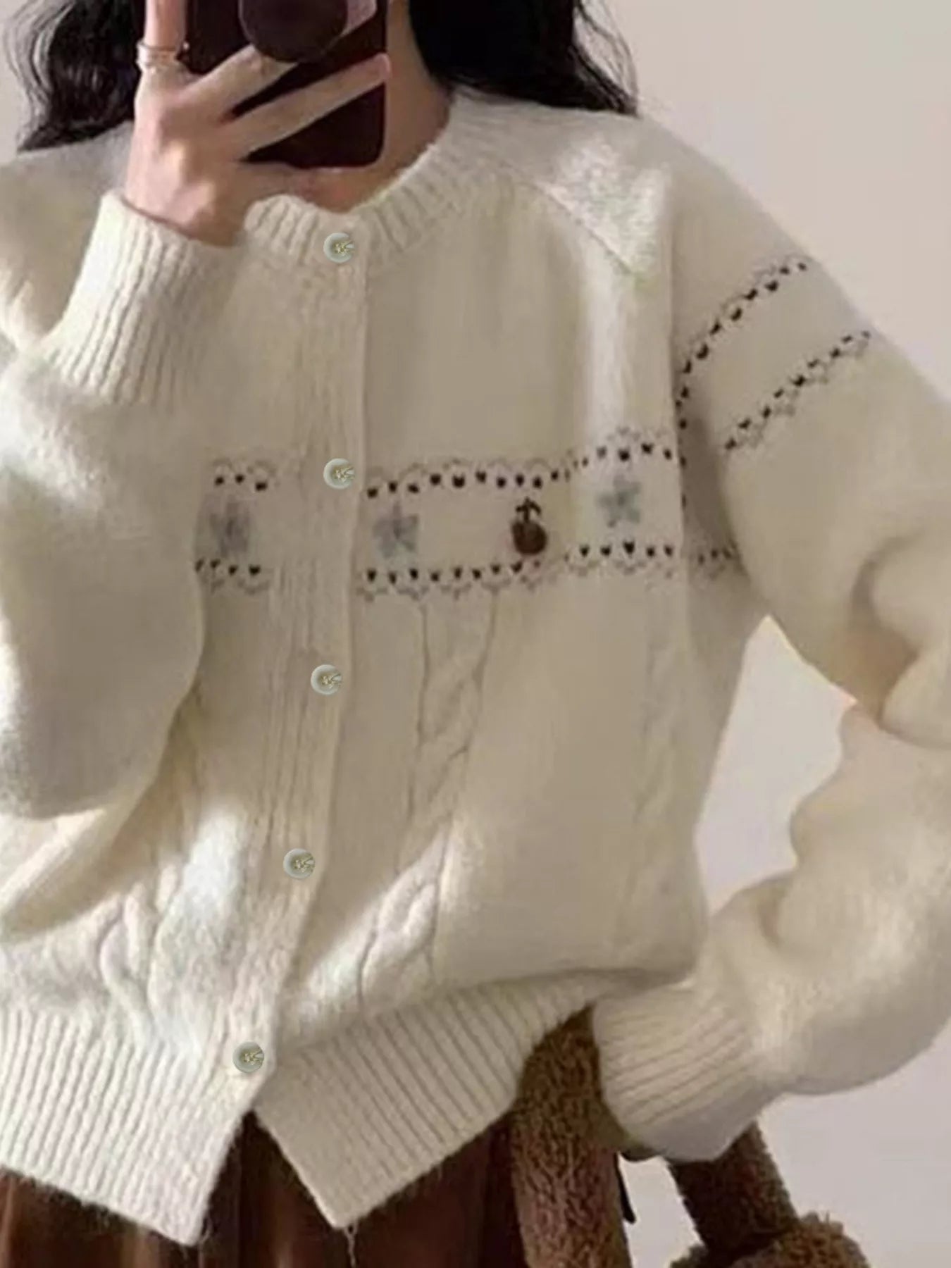 Cable Knit Button Up Cardigan