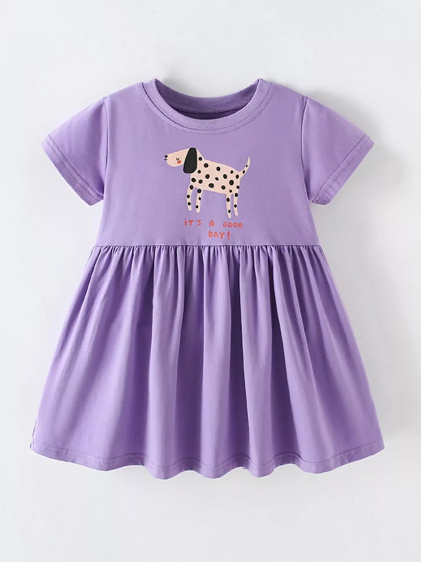 Children's Dog Round Neck Casual Dress