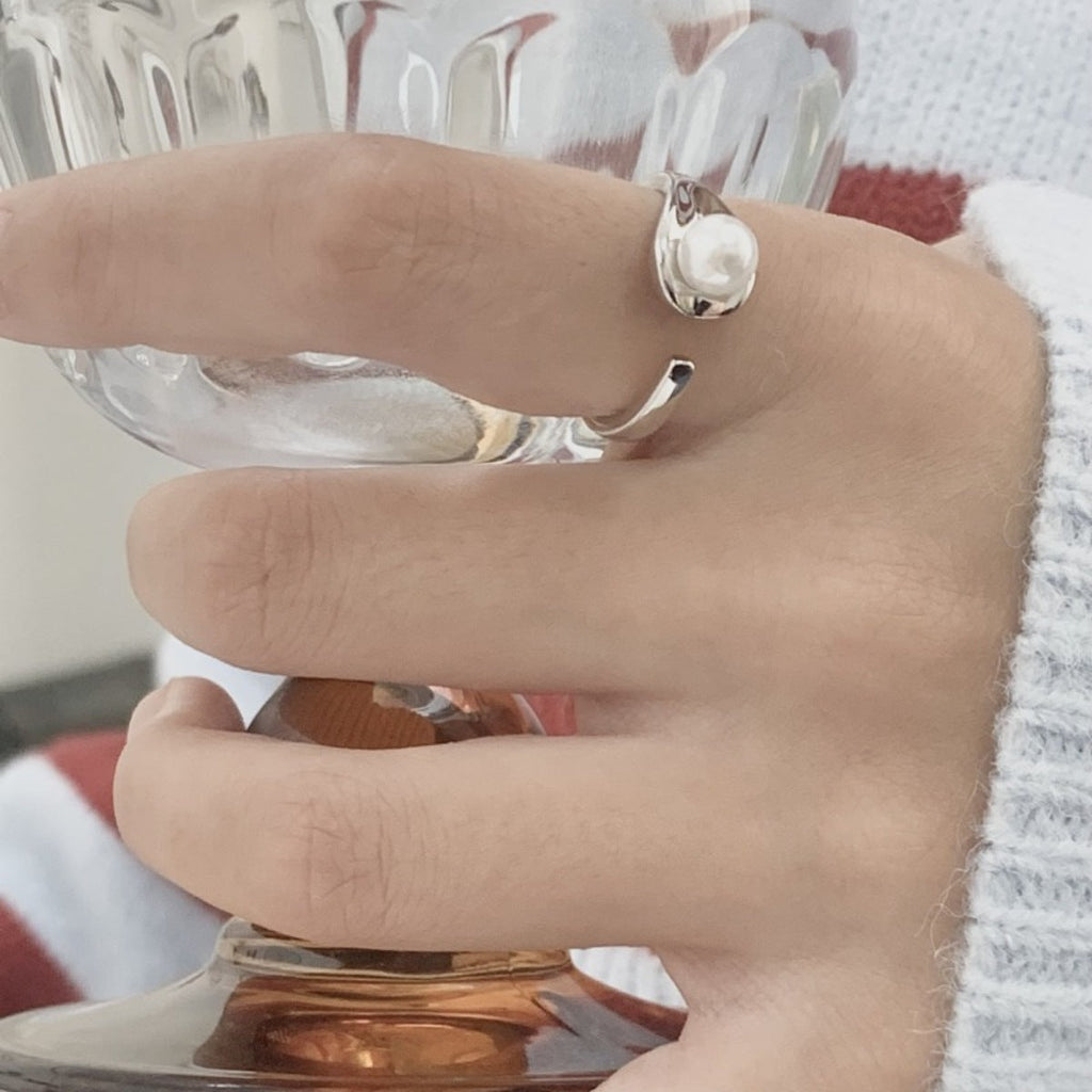Pearl Accent Open Cuff Ring
