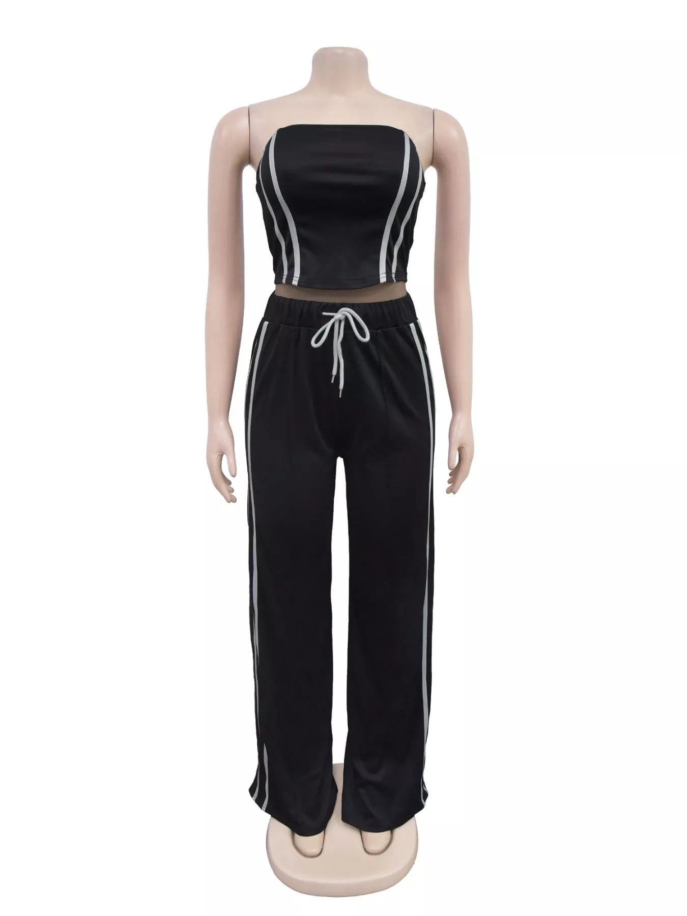 Sleeveless Tube Top and Wide Leg Pants Set