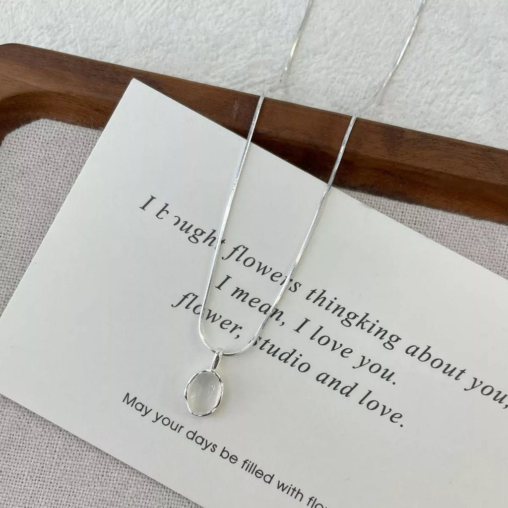 925 Sterling Silver Agate Pendant Necklace