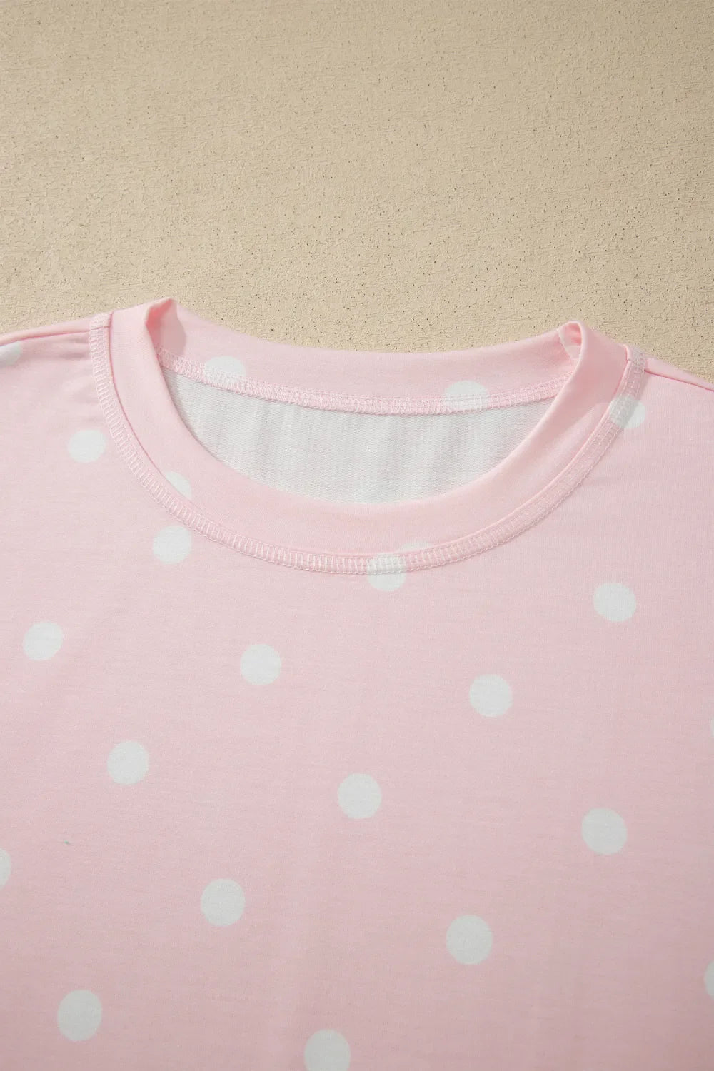 Polka Dot Loose Top and Drawstring Shorts Set