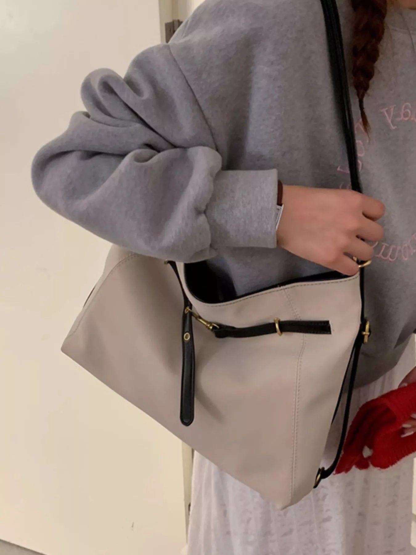 Buckle Decor Shoulder Bag