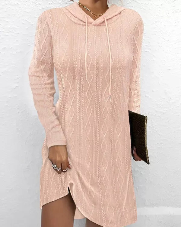 Casual Long Sleeve Hooded Knit Dress