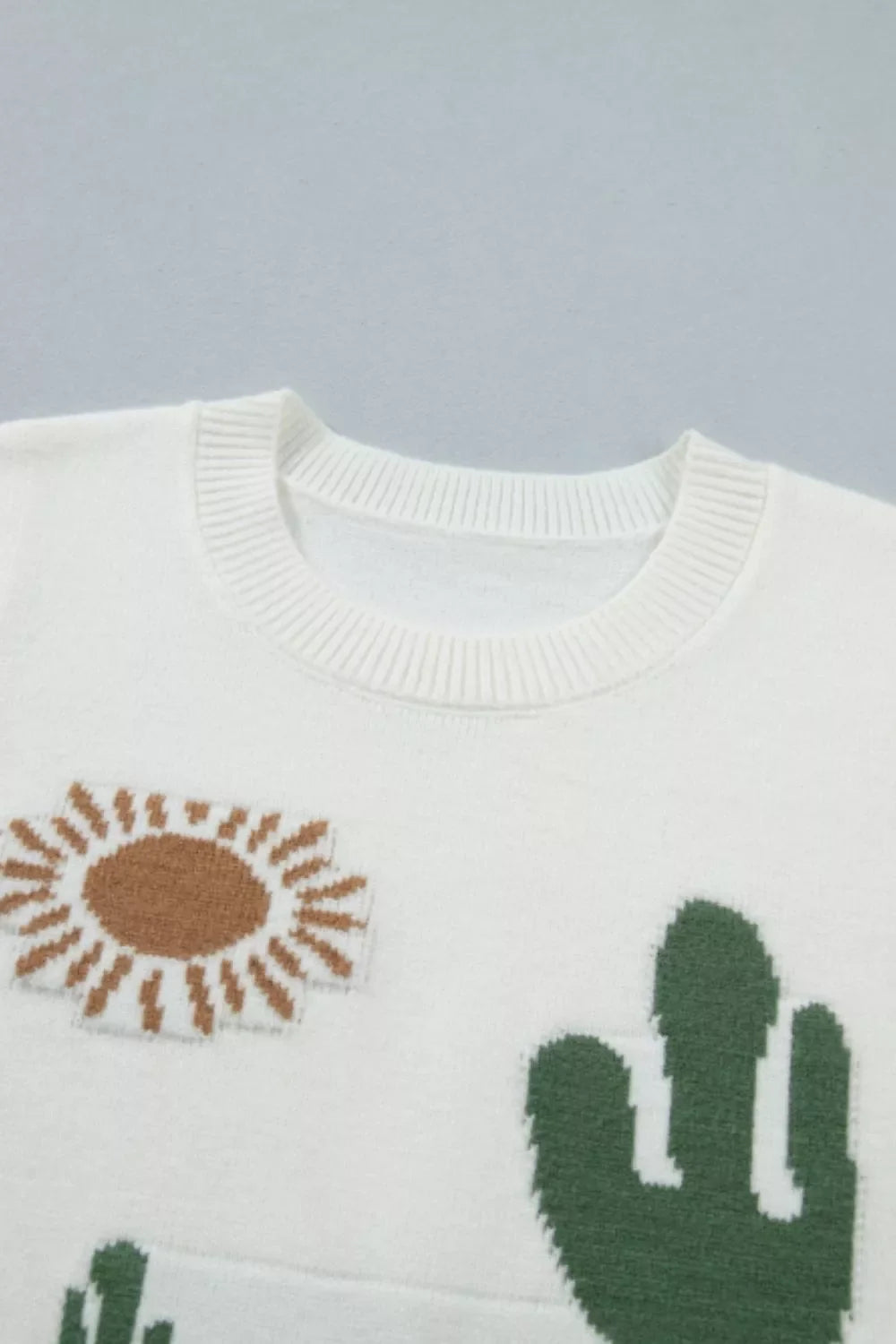 Multicolour Cactus Western Oasis Loose Sweater Vest