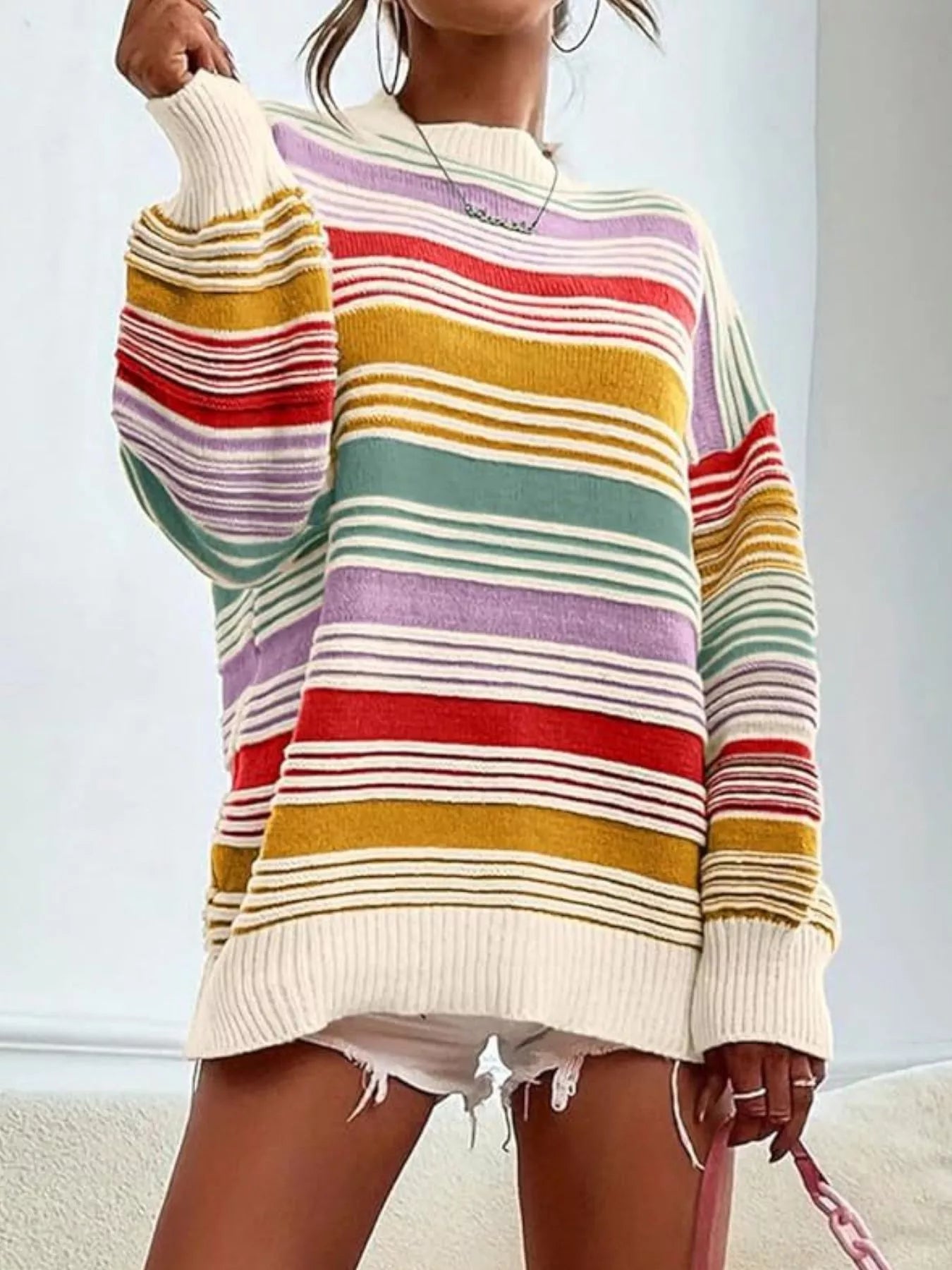 Striped Knit Long Sleeve Sweater