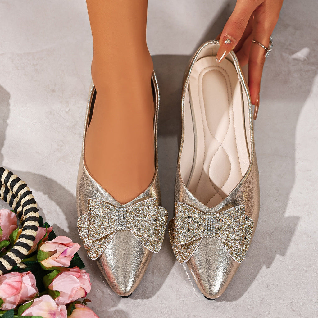 Bow Point Toe Slip-Ons