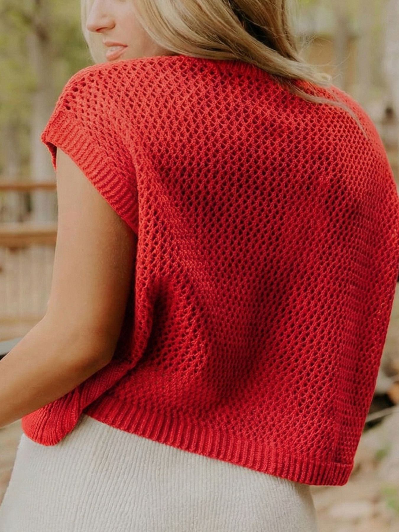American Flag Knitted Short Sleeve Sweater