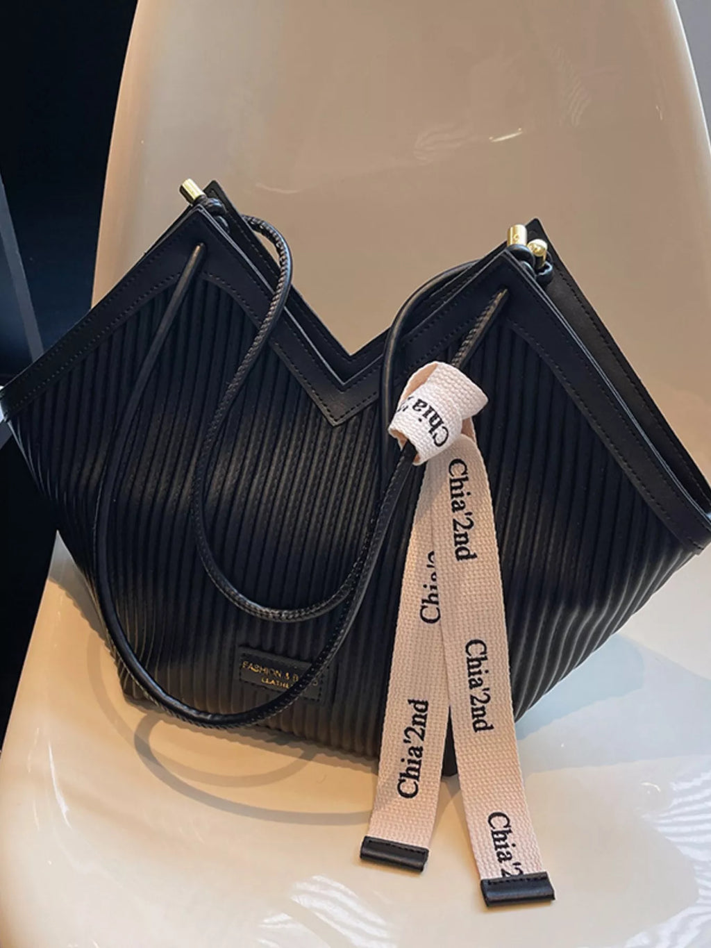 Textured Leather Shoulder Bag