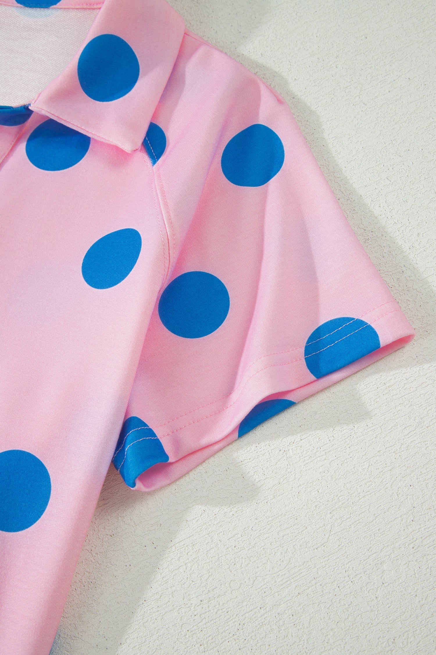 Polka Dot V-Neck Tee & Drawstring Shorts Set