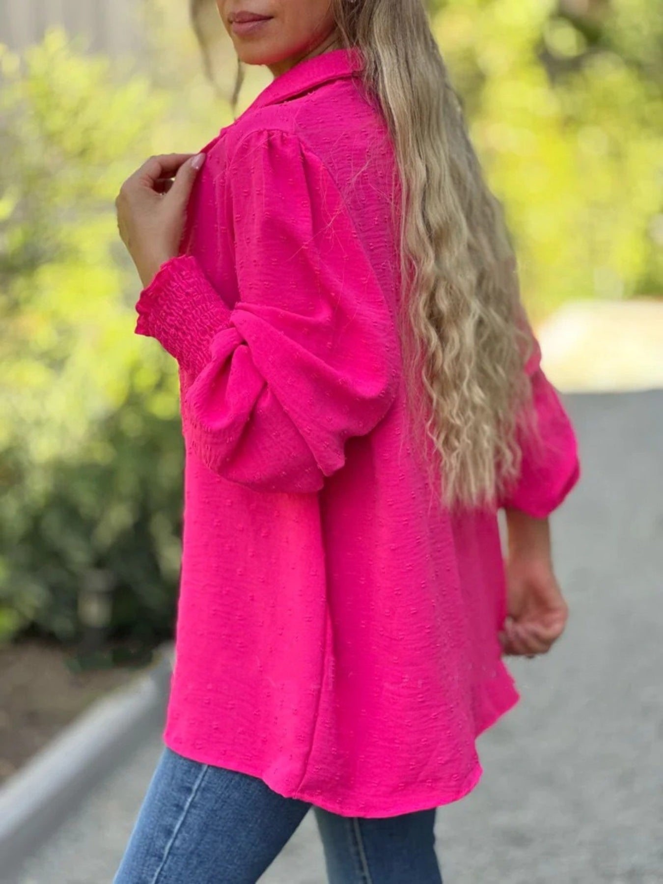 Swiss Dot Button Down Shirt