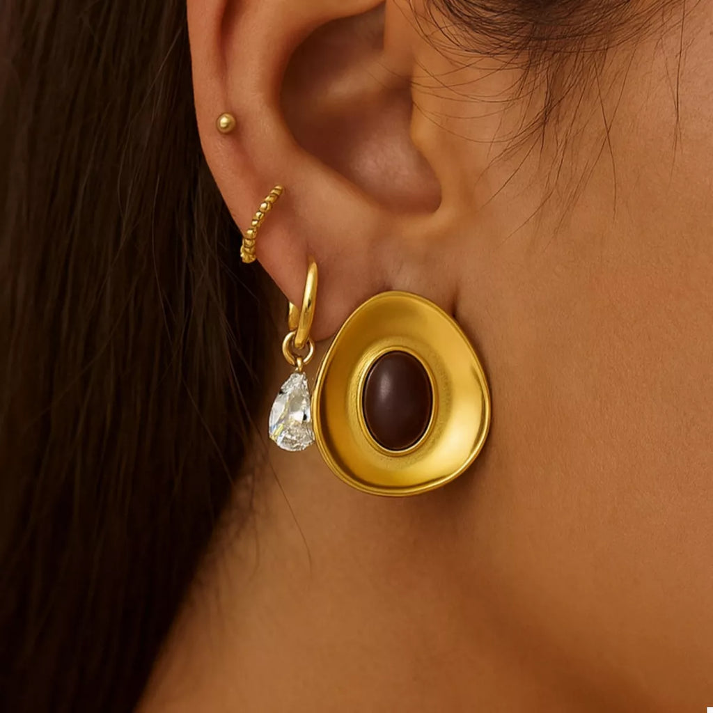 18K Gold-Plated Resin Stud Earrings