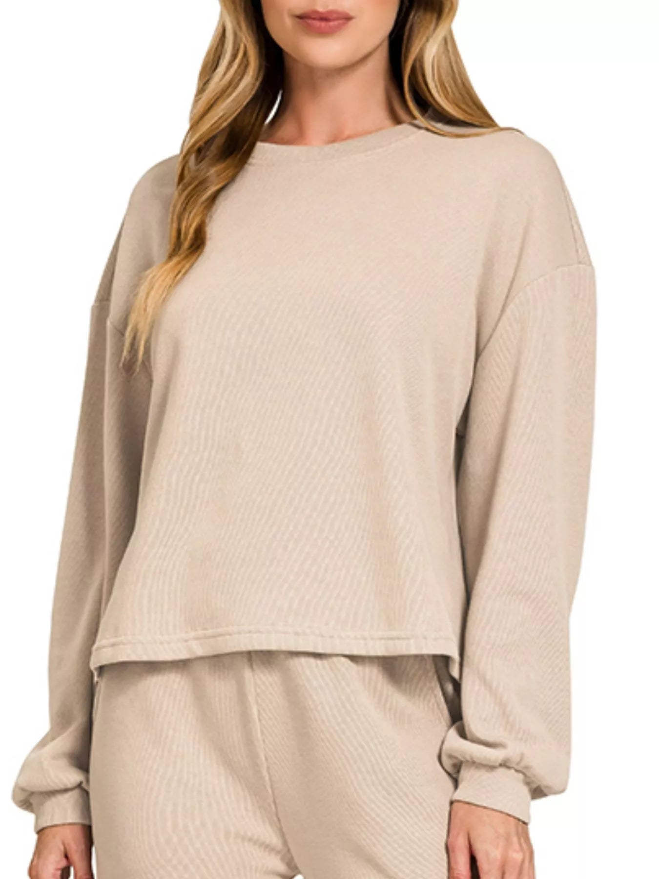 Zenana French Rib Pullover and Pants Set