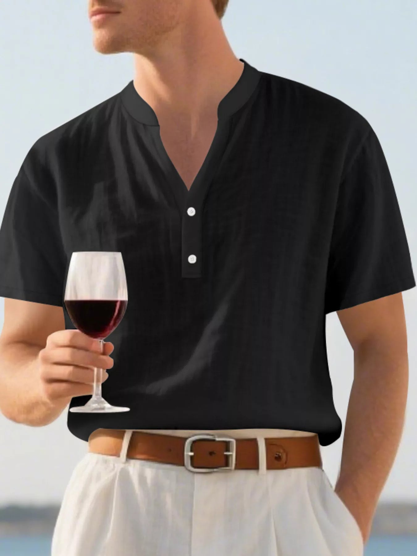 Men's Full Size Button Detail Short Sleeve Shirt Plus Size