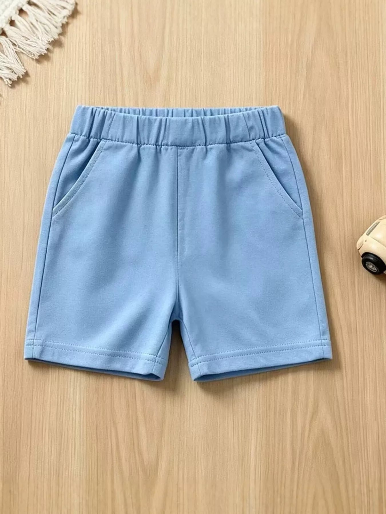 Children's Striped Polo Shirt & Shorts Set with Apple Embroidery